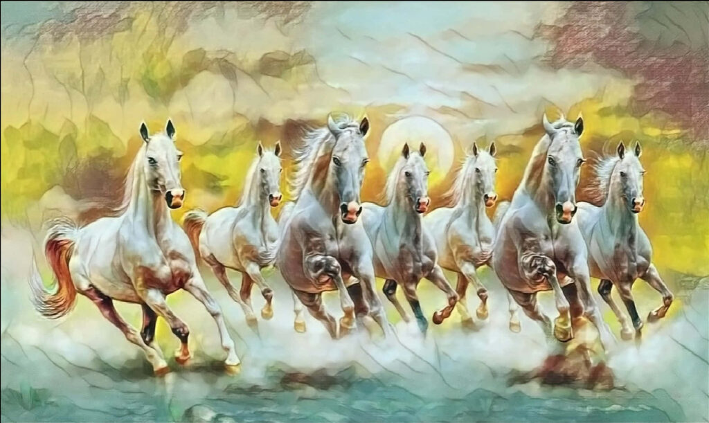 Galloping White Horses Wallpaper: Ethereal Blur & Dreamy Background