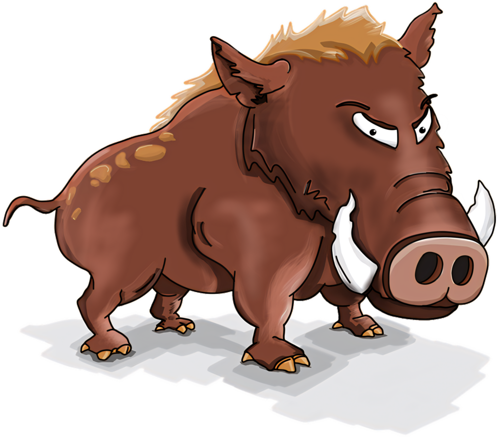 Determined Cartoon Wild Boar Wallpaper with Dynamic Background