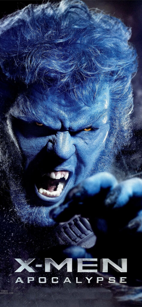 Intense X-Men Beast Wallpaper: Fierce Blue Background
