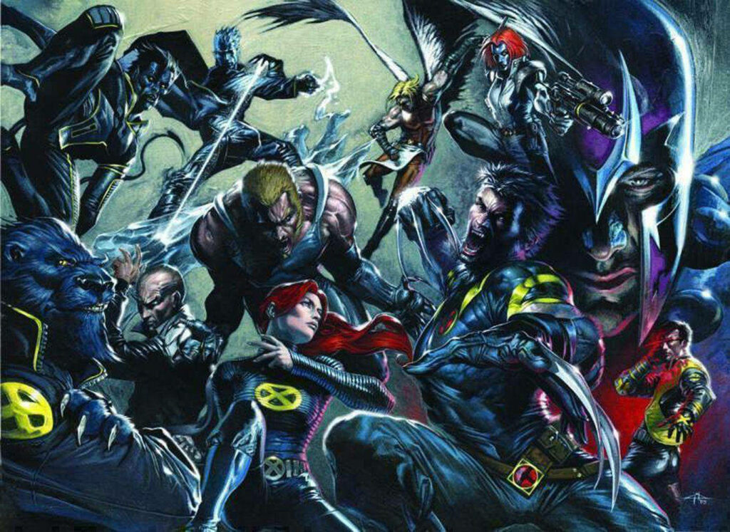 Dynamic X-Men Wallpaper: Dark-Themed Poster of Iconic Heroes