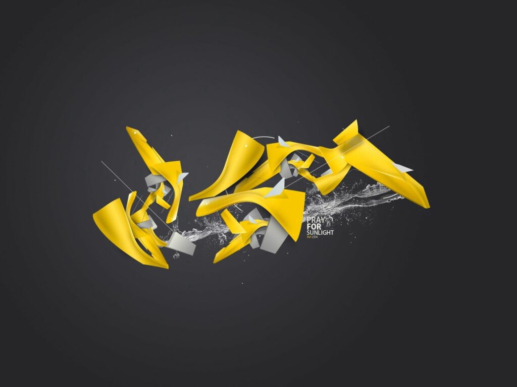 Dynamic Yellow Geometry on Dark Background - Abstract Wallpaper