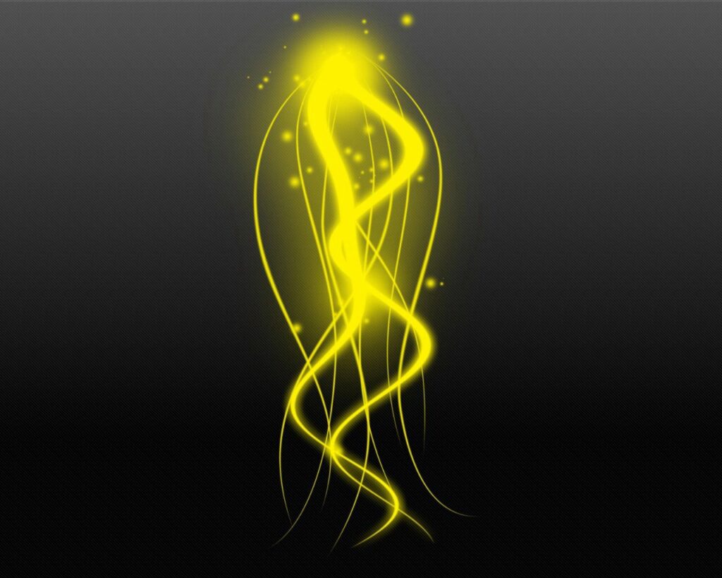 Dynamic Yellow Light Wallpaper: Ethereal Beam with Swirling Smoke