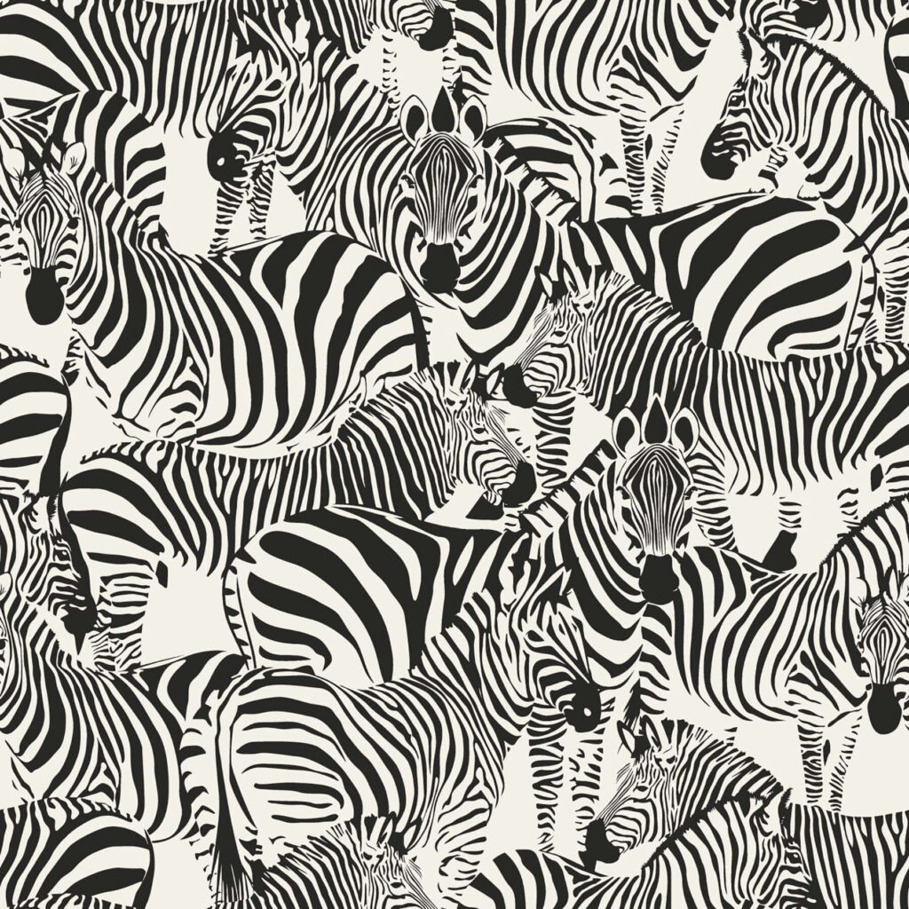 Dynamic Black and White Zebra Pattern Wallpaper - Intricate Stripes Design
