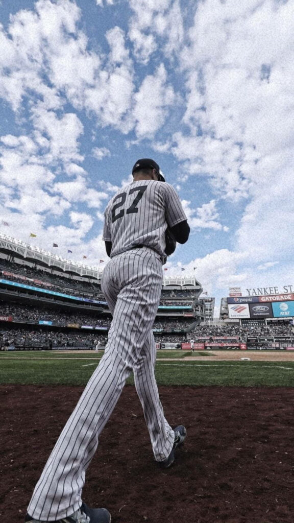 Vibrant iPhone Wallpaper: Baseball Player at Yankee Stadium