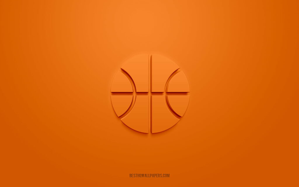 Vibrant 3D Basketball Symbol on Orange Backdrop: A Captivating QHD Wallpaper