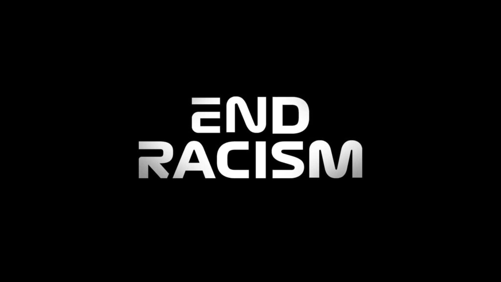 END RACISM Wallpaper: Bold Message on Stark Black Background