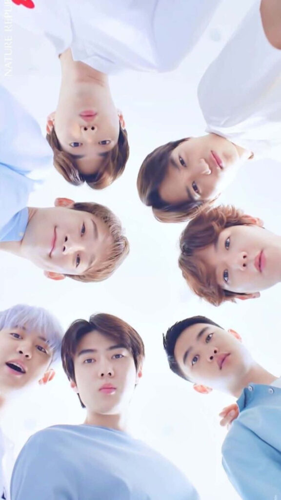 EXO Wallpaper: K-POP Band Posing in Unique Low-Angle View