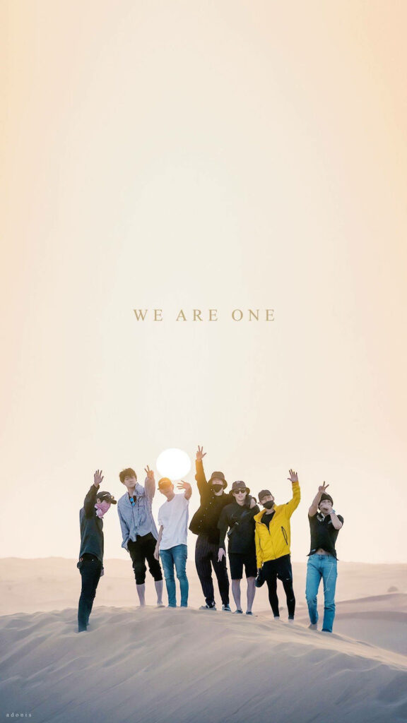 Minimalist EXO OT7 Wallpaper: Unity in a Serene Desert Scene