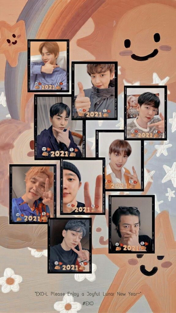 EXO Collage Wallpaper: Colorful Celebration for Lunar New Year