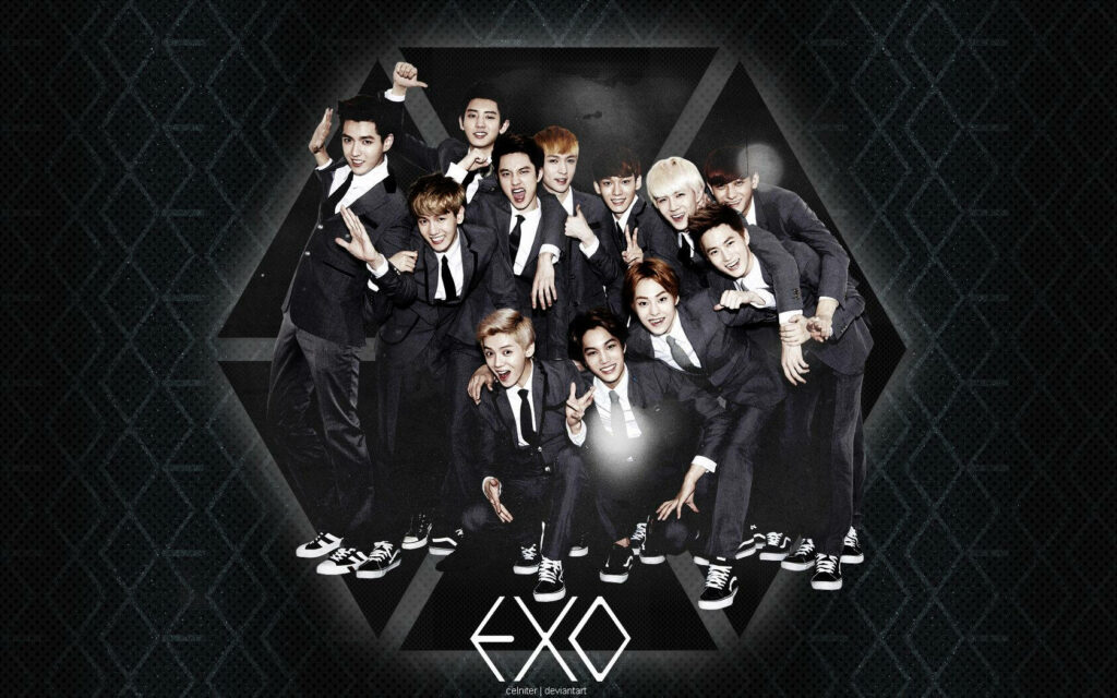 EXO Dark Aesthetic Wallpaper: Stylish K-POP Group in Sharp Suits