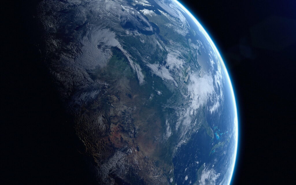 Out-of-this-World View: The Majestic Planet Earth Captured in a Galactic Sci-Fi Universe Wallpaper