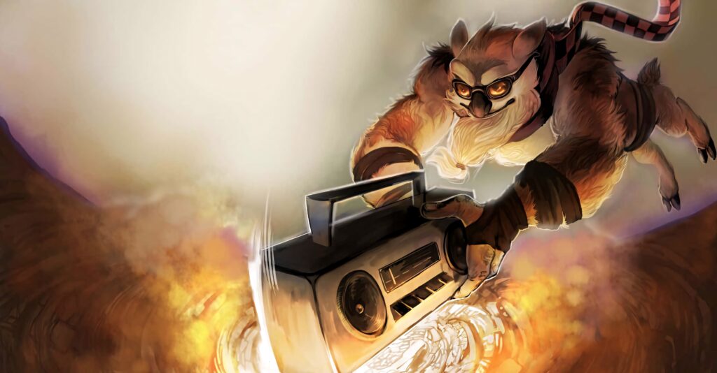 Earthshaker mid-leap smashing ground with glowing tremor energy vibrant animated wallpaper background