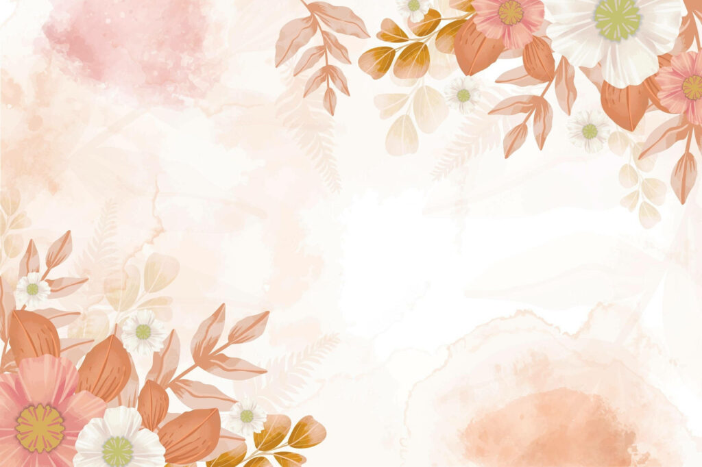 Nature's Serenade: Dreamy Earth-tone Blossoms Embracing Off-white Canvas - Floral Wallpaper Delight
