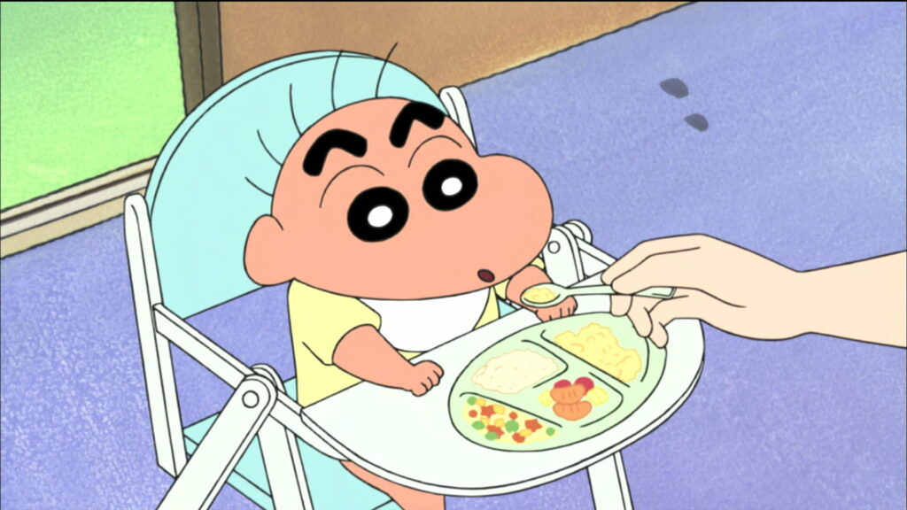 Adorable Shinchan enjoying a yummy feast in vibrant HD wallpaper