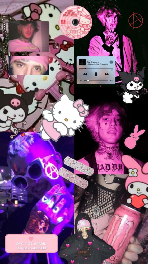 Eclectic Hello Kitty Wallpaper: Cute & Edgy Pink Emo Collage