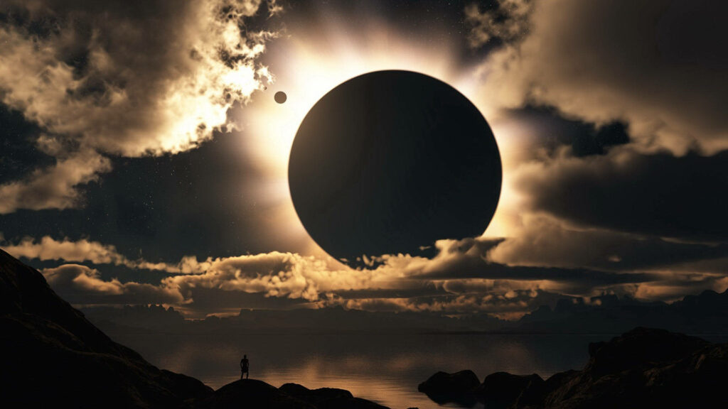 The Celestial Ballet: A Captivating Full HD Tablet Background of an Enchanting Solar Eclipse Wallpaper