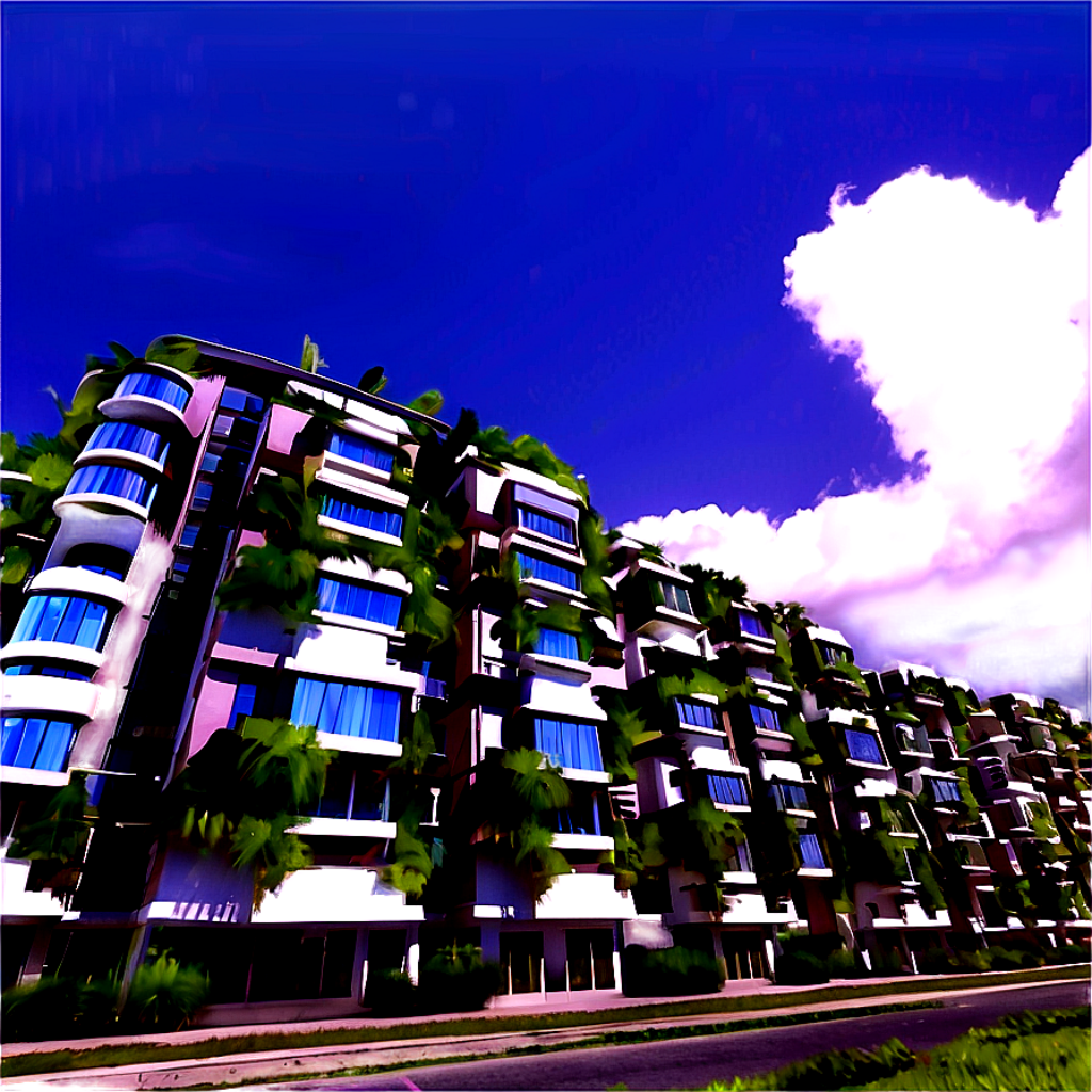 Eco-Friendly Urban Development: Lush Green Architecture Wallpaper