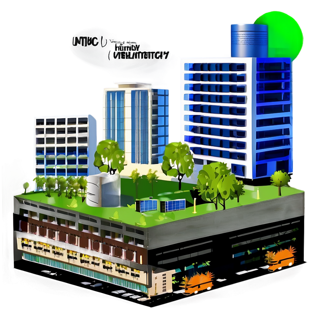 Eco-Friendly Urban Development: Sustainable City Illustration Wallpaper