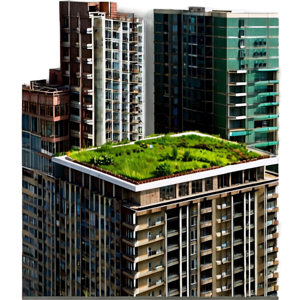 Eco-Friendly Urban Landscape: High-Rise Green Rooftop Garden Wallpaper