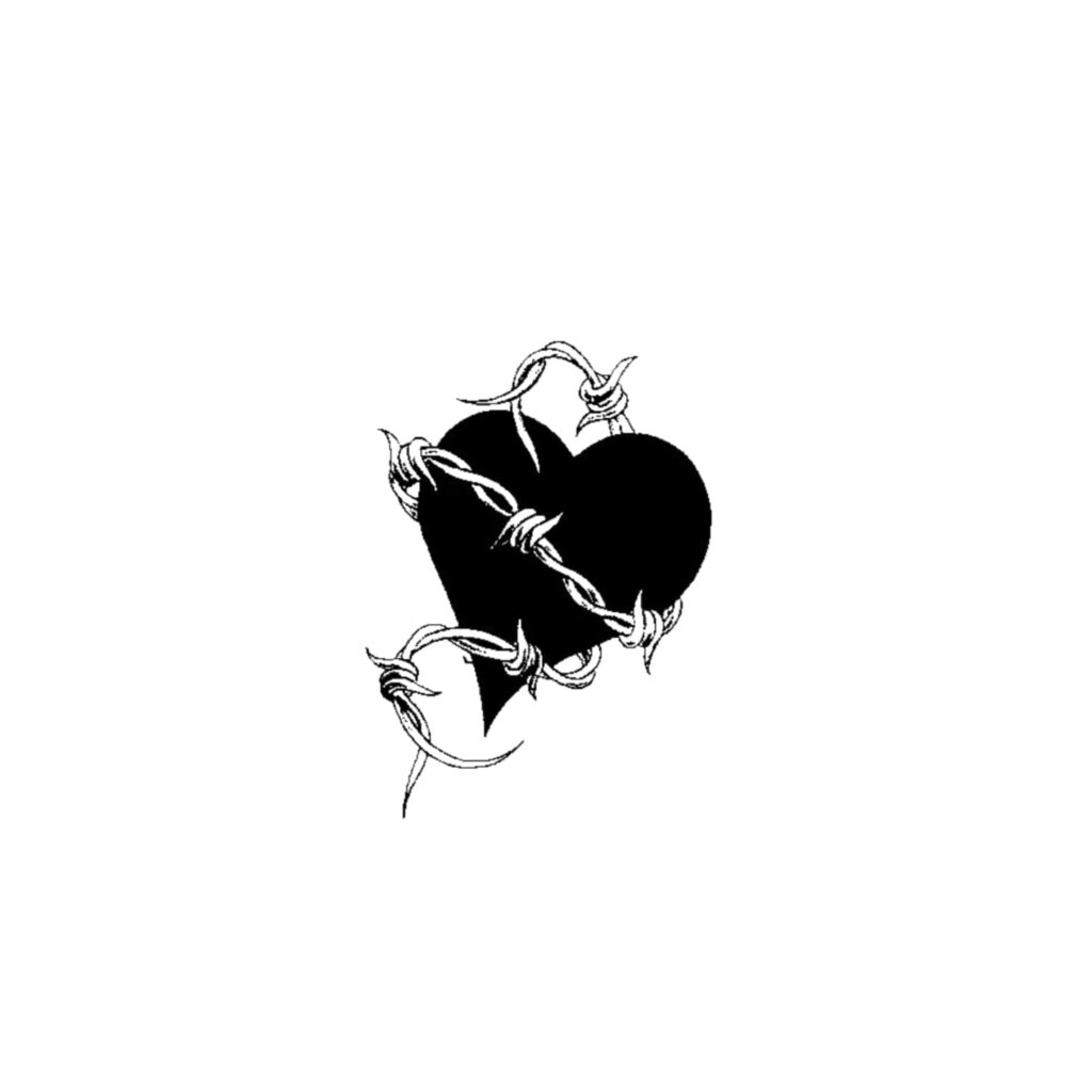 Monochrome Black Heart Barbed Wire Wallpaper - Edgy Aesthetic Background