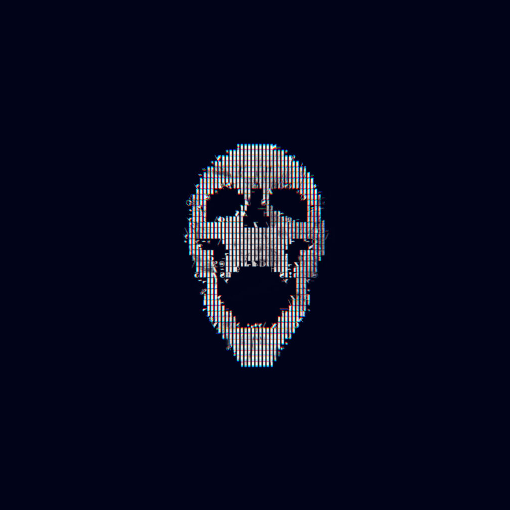 Minimalist Skull Wallpaper: Edgy Distorted Design on Dark Background
