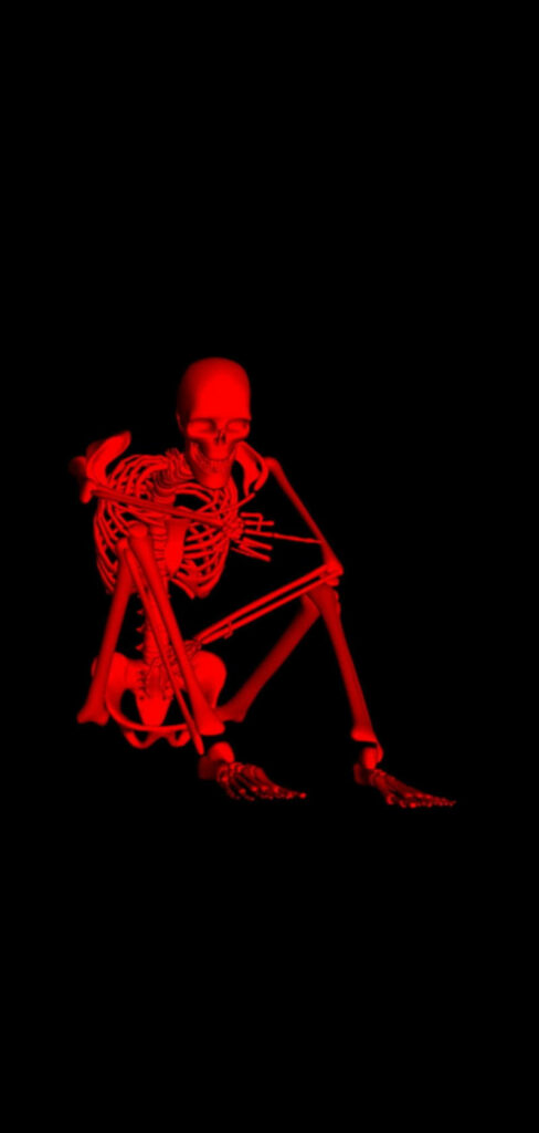 Edgy Red Skeleton Wallpaper: Bold Indie Aesthetic Black Background