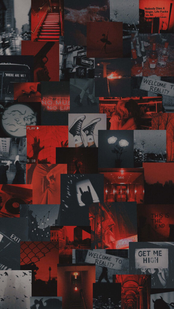 Edgy Urban Abstract Wallpaper: Red, White & Black Collage Background