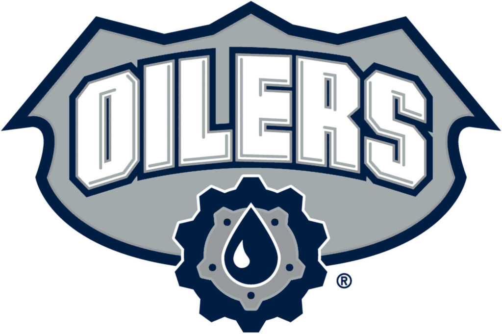 Edmonton Oilers alternate logo wallpaper with bold white navy lettering oil drop gear design