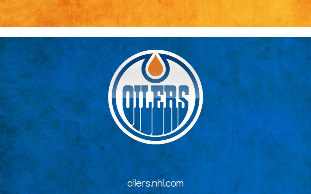 Edmonton Oilers logo on blue and orange textured background hockey fan wallpaper