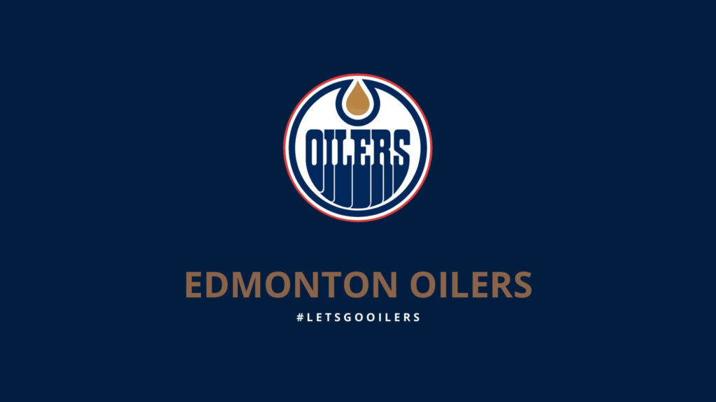 Edmonton Oilers logo on deep blue background with LetsGoOilers hashtag in bold brown letters wallpaper