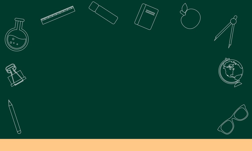 School blackboard background with educational icons globe flask apple stationery drawing design Wallpaper
