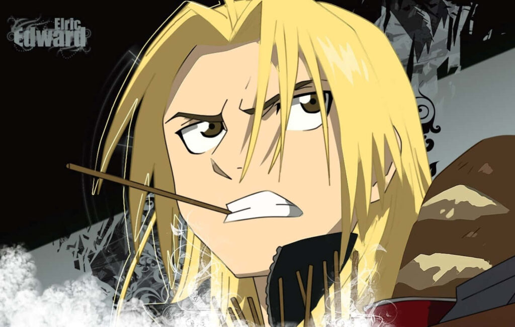 Edward Elric intense focus blond hair red coat dynamic Fullmetal Alchemist wallpaper background