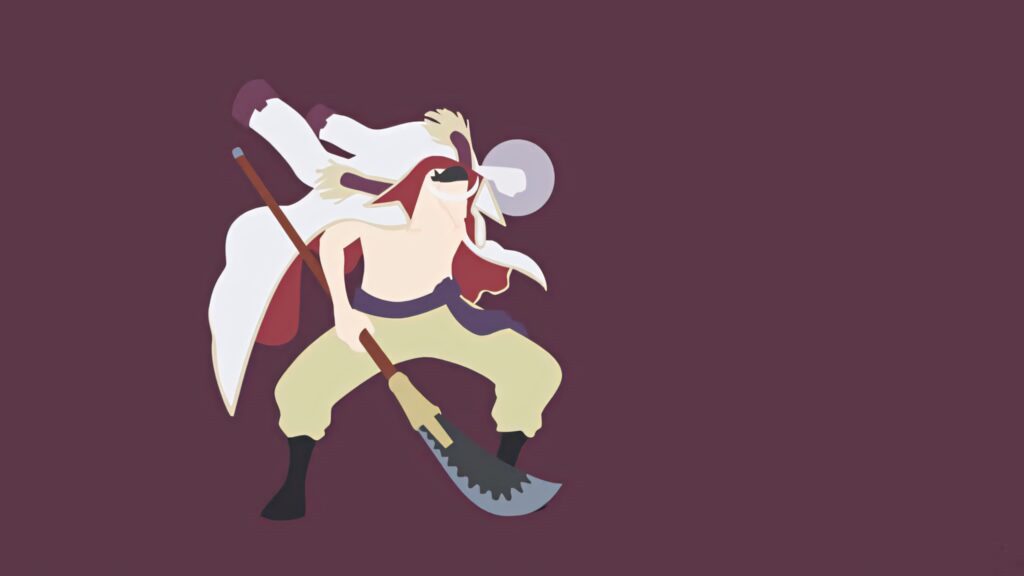 Minimalist Whitebeard wallpaper One Piece with bold colors maroon background Pirate King design