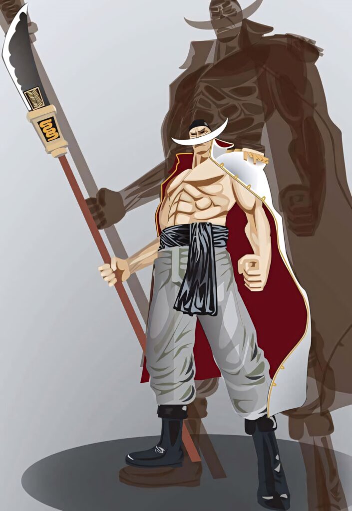 Edward Newgate Whitebeard Pirates wallpaper bold art style with cape bisento weapon silhouette background