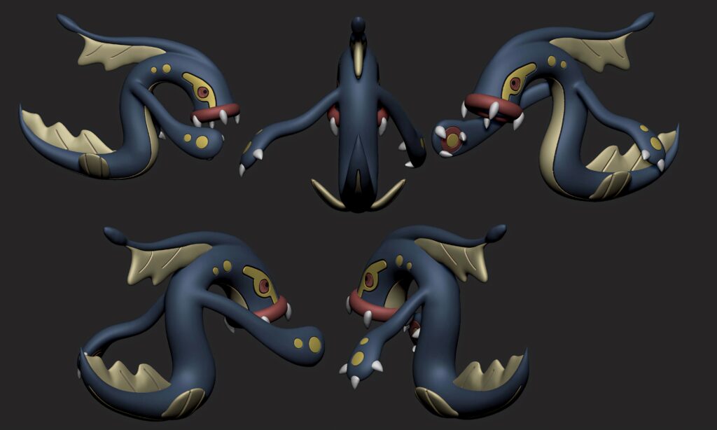 Eelektrik 3D wallpaper showing serpentine body electric design and wing-like fins background