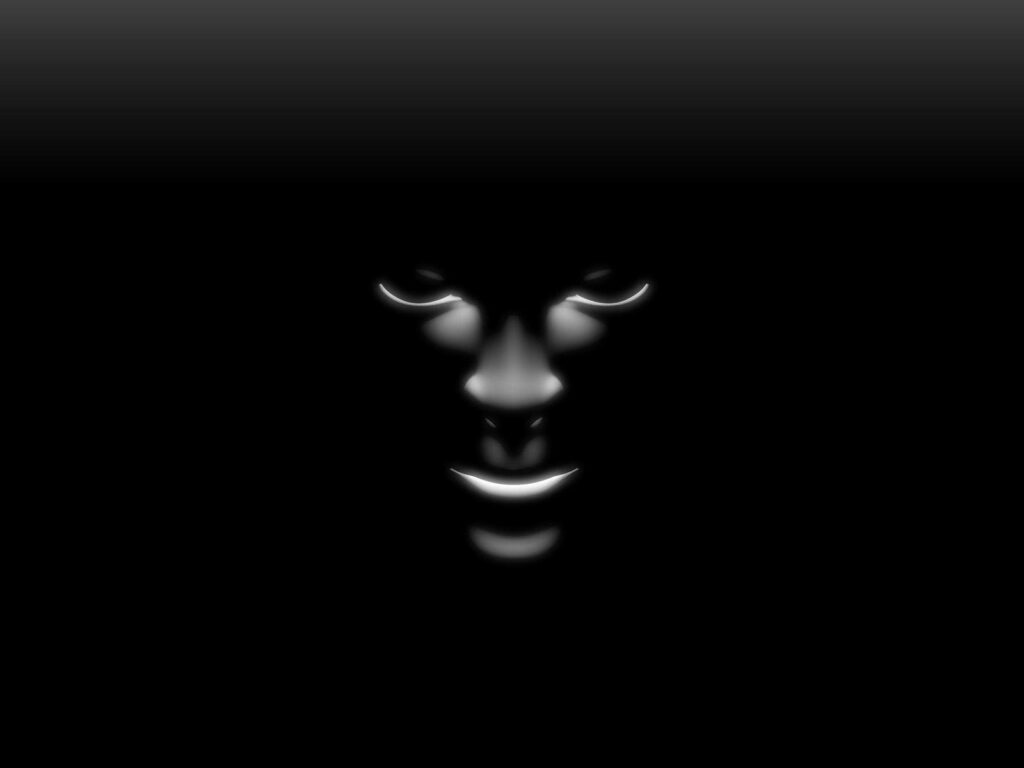 Eerie 3D Human Face Wallpaper on Black Background - Haunting Visuals