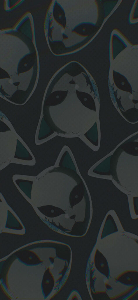 Eerie Demon Slayer Masks Wallpaper: Dark, Mysterious Design