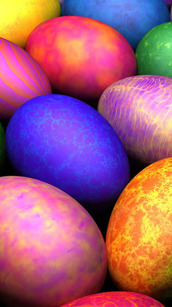 Pile of Colorfully Patterned Eggs Makes an Adorable Easter-Themed iPhone Background Wallpaper