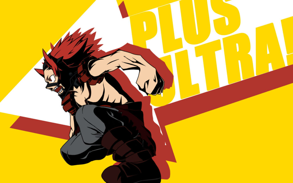 Eijiro Kirishima My Hero Academia action pose bold yellow Plus Ultra anime wallpaper background