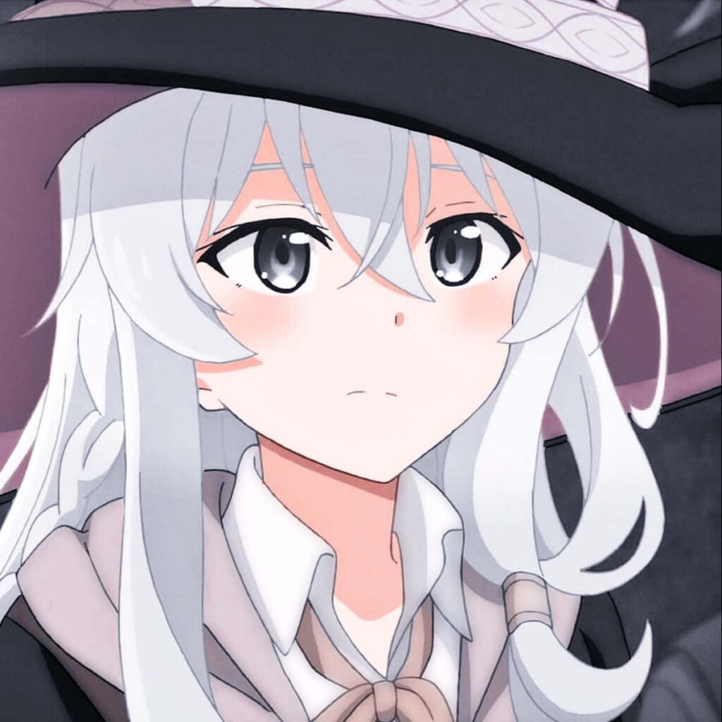 Elaina Anime Wallpaper: Silver Hair & Black Witch Hat Background