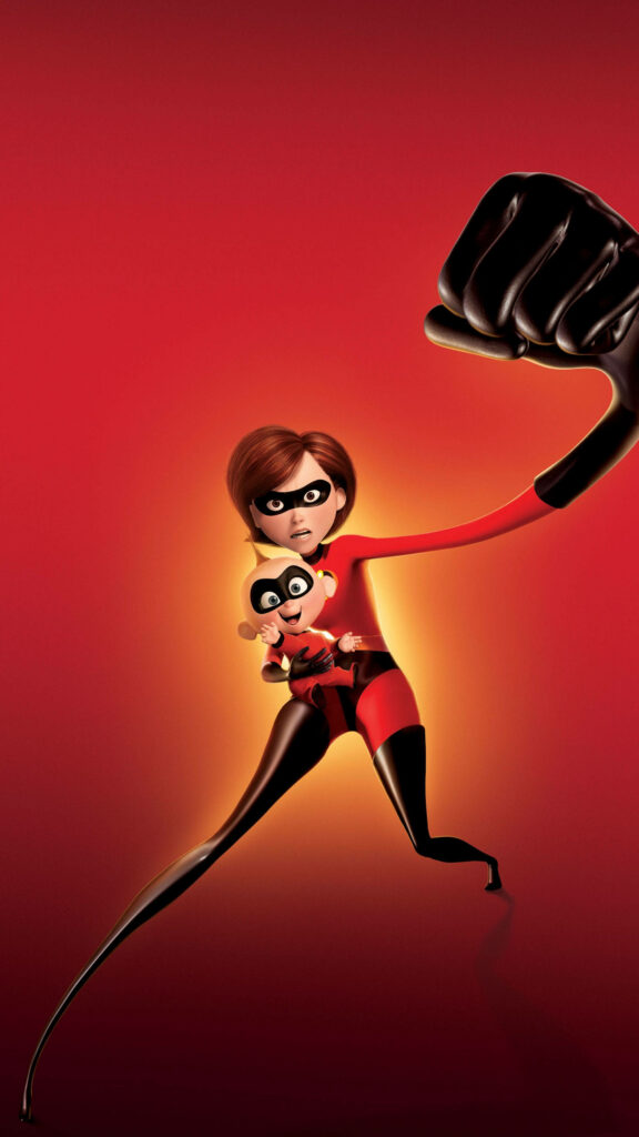 Elastigirl & Jack-Jack Dynamic Wallpaper - Adorable Bond on Red