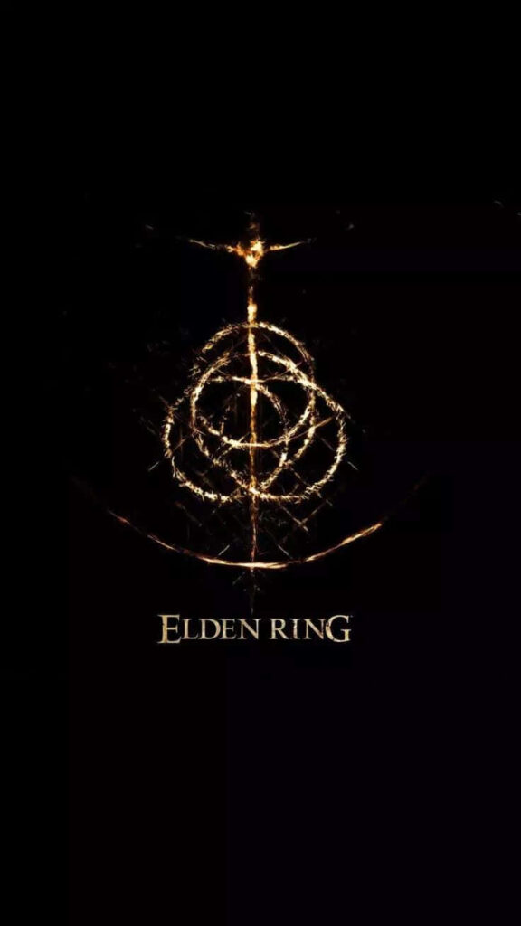 Elden Ring iPhone wallpaper with golden symbol on dark background for mystical game fans