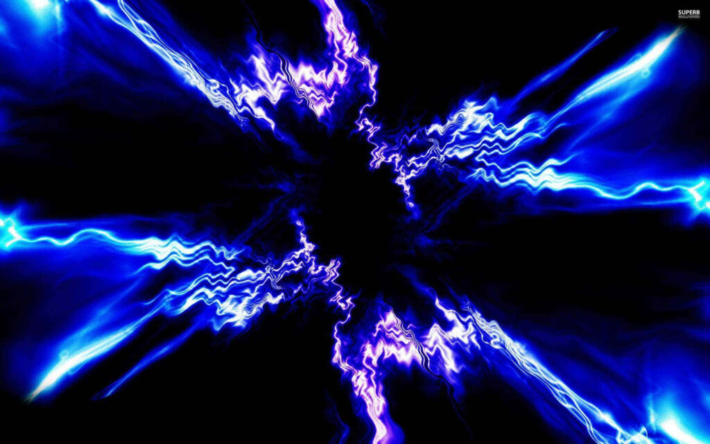 Dynamic Electric Blue Plasma Wallpaper on Deep Black Background