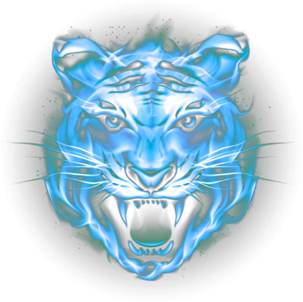 Vibrant Electric Blue Tiger Wallpaper - Intense Digital Art Design