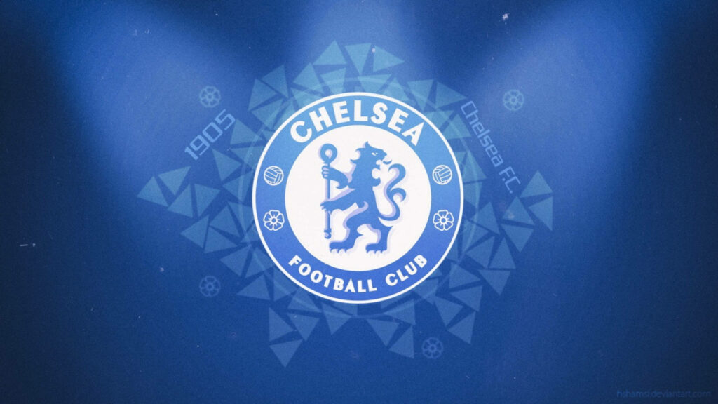 Chelsea Football Club Logo in Triangular Digital Blue Theme Wallpaper