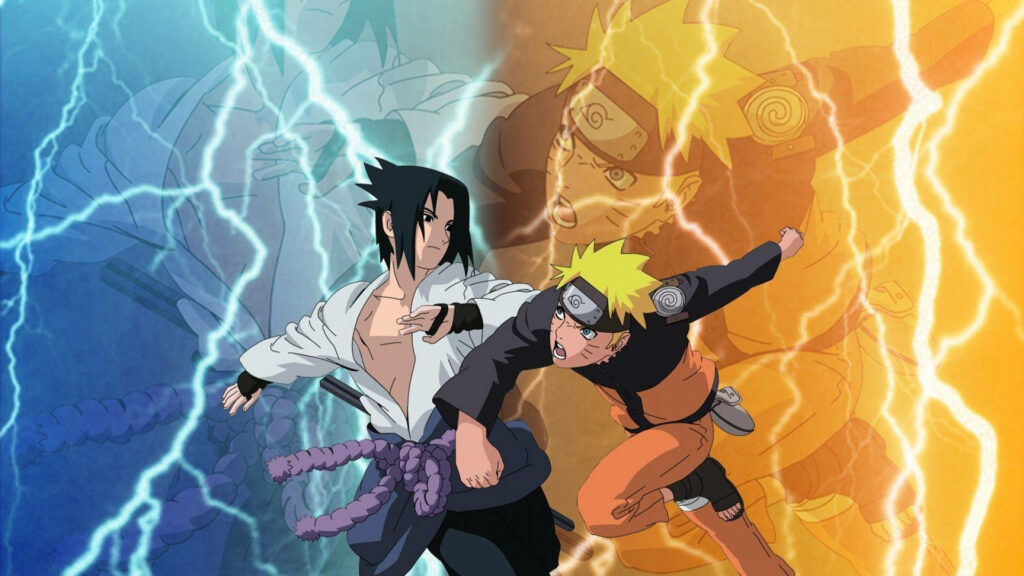 Chakra Clash: Epic Sasuke VS Naruto Laptop Wallpaper