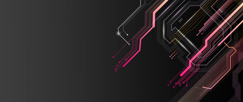 Cyber Circuitry: A Futuristic 4k Wallpaper with Vibrant Pink and Blue Circuits on a Sleek Gray Background