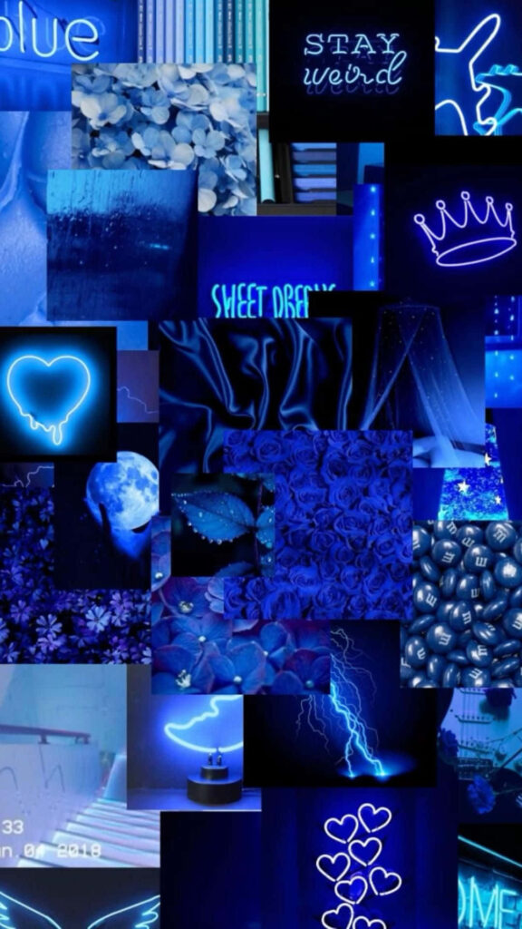 Enchanting NeonScape: A Mesmerizing Collage of Blue Royalty, Love, and Floral Bliss - Spectacular Blue Baddie Wallpaper