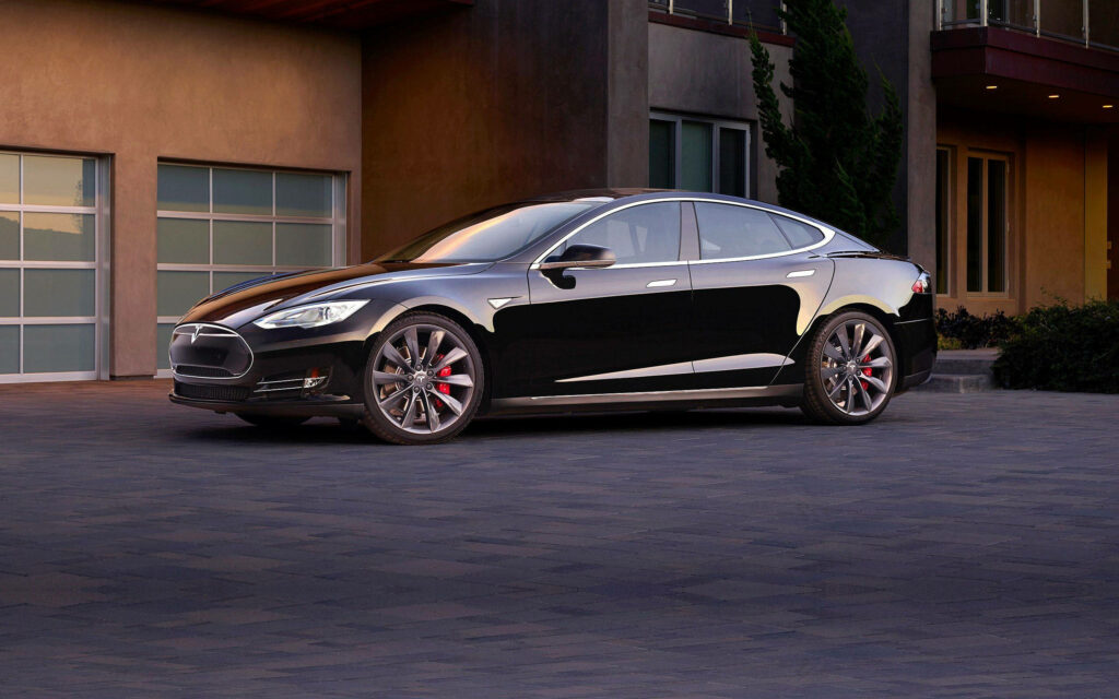 Electric Elegance: Stunning Black Tesla Model S 85D Wallpaper