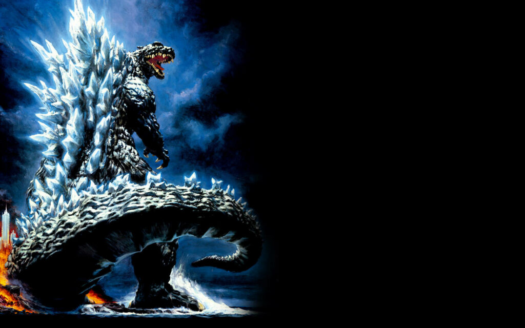 Godzilla's Electric Fury: Roaring in 4k Darkness Wallpaper